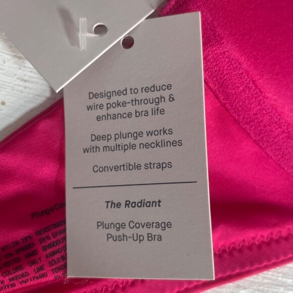 Auden Push Up Bra 32D Pink Radiant Plunge Coverage Convertible Straps - Picture 9 of 9